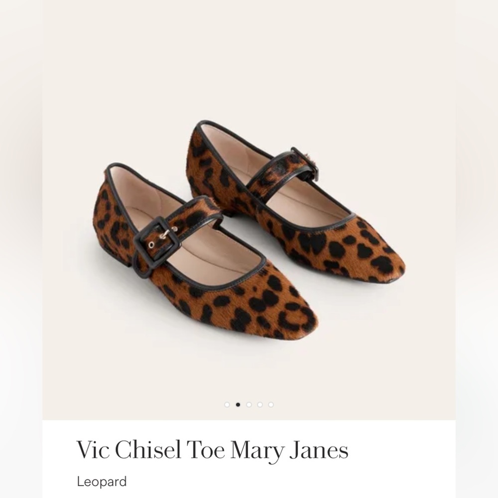 Boden leopard print chisel toe Mary Jane flats